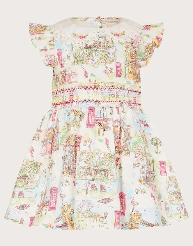 MONSOON Baby London Print Dress Ivory 4 MONSOON Baby London Print Dress Ivory - Image 2