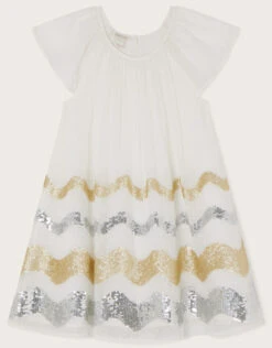 MONSOON Disco Sequin Wave Dress White -Amour Fashion 01 51318528 2