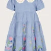 MONSOON Boutique Scallop Collar Embroidered Chambray Dress Blue -Amour Fashion 01 51325502 2