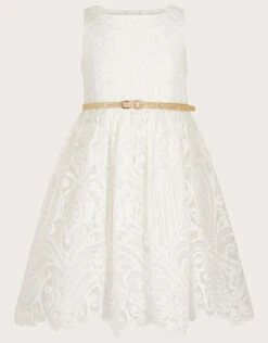 MONSOON Alea Soft Lace Dress Ivory