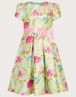 MONSOON Baroque Rose Foil Print Dress Green -Amour Fashion 01 51816409 2