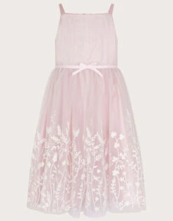 MONSOON Meadow Border Tulle Dress Pink
