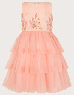 MONSOON Botanical Hand Embellished Dress Pink