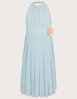 MONSOON Hallie Halter Neck Chiffon Dress Blue