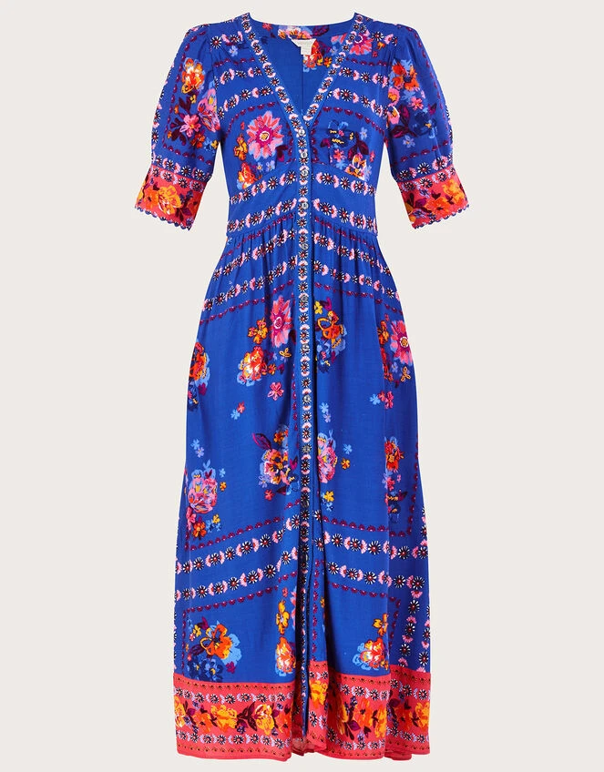 MONSOON Scarf Print Dress In LENZING™ ECOVERO™ Blue 7 MONSOON Scarf Print Dress In LENZING™ ECOVERO™ Blue - Image 5