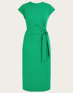 MONSOON Short Sleeve Side Knot Midi Jersey Dress With Sustainable Cotton Green -Amour Fashion 01 54069707 5