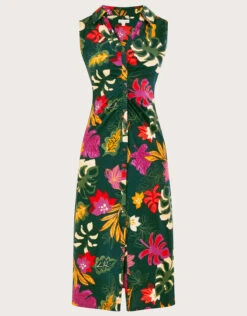 MONSOON Lorena Floral Print Collar Dress Green -Amour Fashion 01 54072107 5