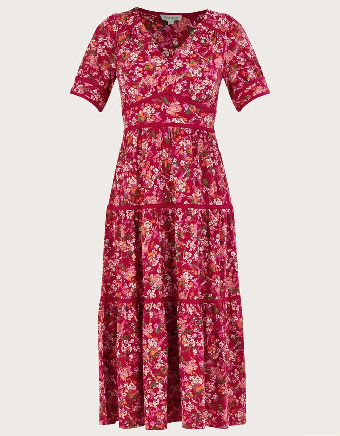 MONSOON Ditsy Floral Midi Dress Red 7 MONSOON Ditsy Floral Midi Dress Red - Image 5