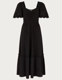 MONSOON Broderie Trim Midi Dress Black -Amour Fashion 01 54074201 5