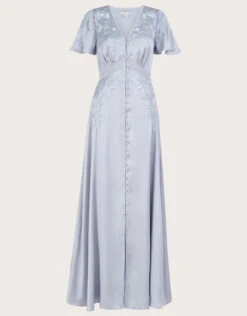 MONSOON Mia Satin Embroidered Maxi Dress Silver -Amour Fashion 01 54080711 4