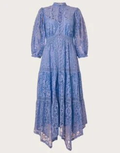 MONSOON Rhea Lace Hanky Hem Shirt Dress Blue -Amour Fashion 01 54083002 4