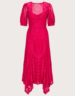 MONSOON Embeth Lace Hanky Hem Dress Pink -Amour Fashion 01 54083110 4