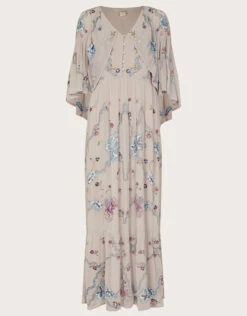 MONSOON Seraphina Embroidered Cape Maxi Dress Nude -Amour Fashion 01 54085163 5