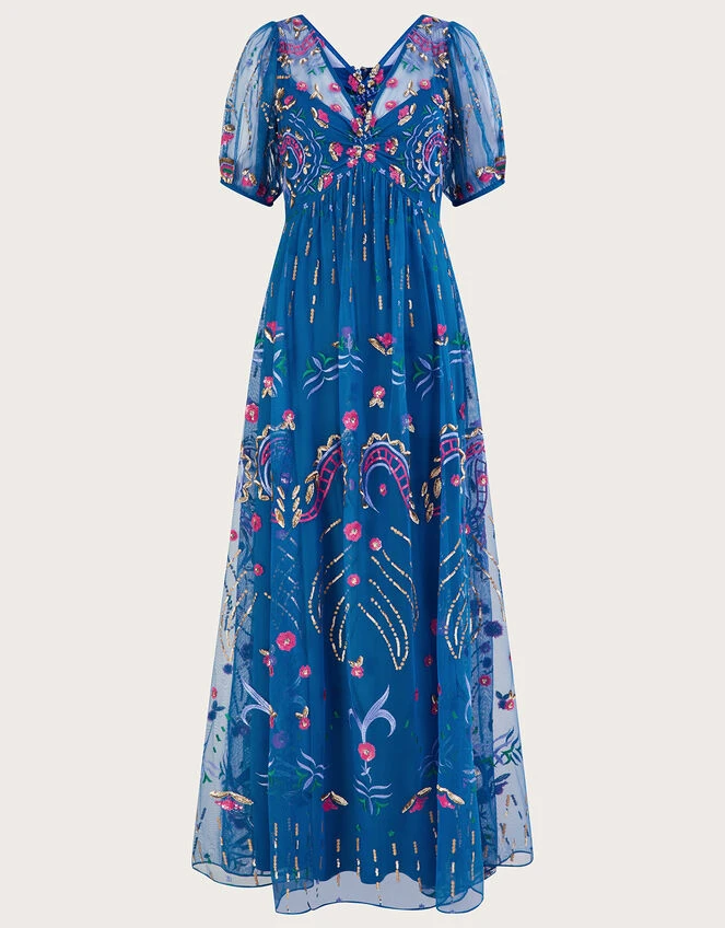 MONSOON Tilly Embellished Maxi Dress In Recycled Polyester Blue 7 MONSOON Tilly Embellished Maxi Dress In Recycled Polyester Blue - Image 5