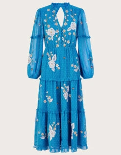 MONSOON Belle Tiered Dress In Recycled Polyester Blue -Amour Fashion 01 54085602 4