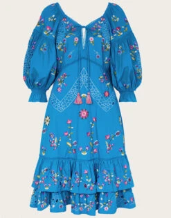MONSOON Tina Embroidered Knee-Length Dress Blue -Amour Fashion 01 54086802 5