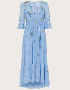 MONSOON Daniella Embellished Wrap Dress In Recycled Polyester Blue -Amour Fashion 01 54088202 5