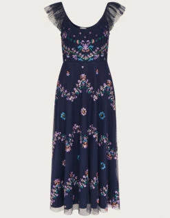 MONSOON Fiorella Frill Strap Embroidered Dress Blue -Amour Fashion 01 54089061 5