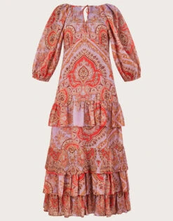 MONSOON Laetita Printed Tiered Maxi Dress With Recycled Polyester Purple -Amour Fashion 01 54093594 5