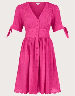 MONSOON Embroidered Dobby Dress In Sustainable Cotton Pink -Amour Fashion 01 54143010 4