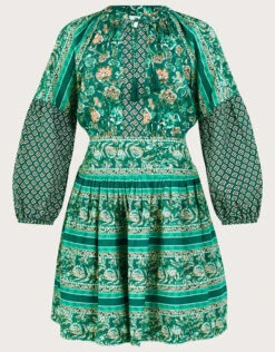 MONSOON Floral Print Tiered Short Dress In LENZING™ ECOVERO™ Green -Amour Fashion 01 54150107 4
