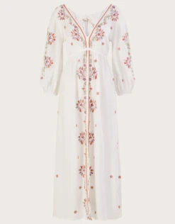 MONSOON Embroidered Maxi Kaftan Dress In LENZING™ ECOVERO™ Ivory -Amour Fashion 01 54150246 4