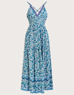 MONSOON Floral Print Strappy Maxi Dress With LENZING™ ECOVERO™ Blue -Amour Fashion 01 54150602 4