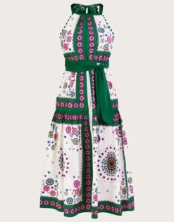 MONSOON Scarf Print Halter Midi Dress Green -Amour Fashion 01 54154507 4