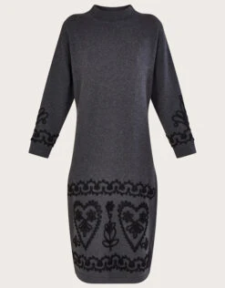 MONSOON Cornelli Long Dress In Sustainable Cotton Grey -Amour Fashion 01 54172803 4