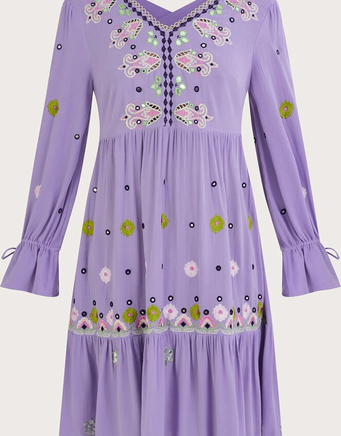 MONSOON Premium Embroidered Kaftan Dress In LENZING™ ECOVERO™ Purple 8 MONSOON Premium Embroidered Kaftan Dress In LENZING™ ECOVERO™ Purple - Image 6