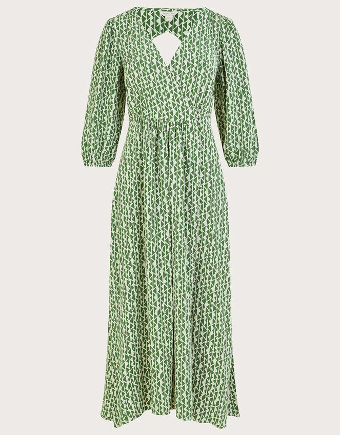 MONSOON Doris Wrap Dress In Sustainable Viscose Green 6 MONSOON Doris Wrap Dress In Sustainable Viscose Green - Image 4