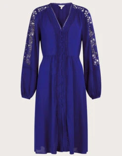 MONSOON Hope Lace Trim Dress With LENZING™ ECOVERO™ Blue -Amour Fashion 01 54270732 4