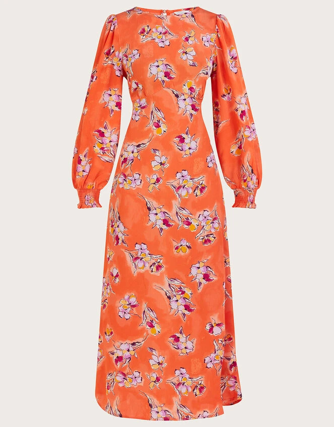 MONSOON Talitha Tea Dress In Sustainable Viscose Orange 7 MONSOON Talitha Tea Dress In Sustainable Viscose Orange - Image 5