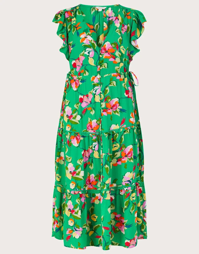 MONSOON Lilou Floral Tea Dress In Sustainable Viscose Green 7 MONSOON Lilou Floral Tea Dress In Sustainable Viscose Green - Image 5