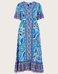 MONSOON Raegan Contrast Print Dress With LENZING™ ECOVERO™ Blue -Amour Fashion 01 54280302 5