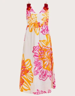 MONSOON Marguerite Floral Poplin Dress In Sustainable Cotton Ivory -Amour Fashion 01 54281846 5