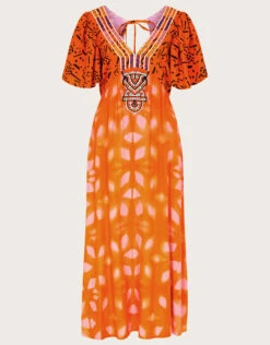 MONSOON Print Kaftan Dress In LENZING™ ECOVERO™ Orange -Amour Fashion 01 54283234 5