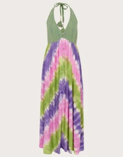 MONSOON Halter Chevron Tie Dye Print Dress In LENZING™ ECOVERO™ Pink -Amour Fashion 01 54283410 5