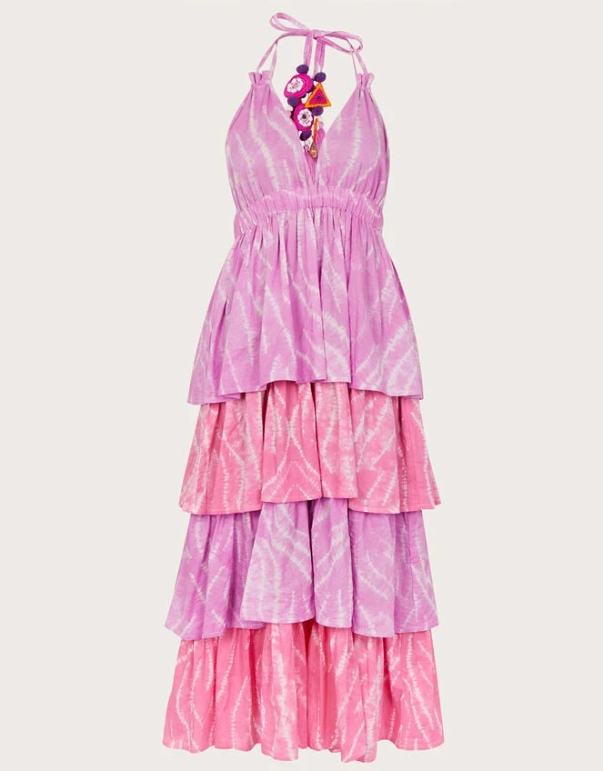 MONSOON Shibori Dye Print Tiered Dress Purple 8 MONSOON Shibori Dye Print Tiered Dress Purple - Image 6