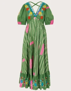 MONSOON Embroidered Chevron Artisanal Dress Green -Amour Fashion 01 54283707 5