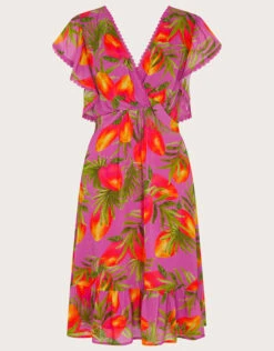 MONSOON Atiena Print Dress In Sustainable Viscose Purple -Amour Fashion 01 54288004 5