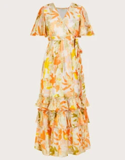 MONSOON Willow Metallic Print Wrap Dress With Sustainable Viscose Ivory -Amour Fashion 01 54288346 5