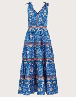 MONSOON Palm Print Midi Dress Blue -Amour Fashion 01 54291902 5