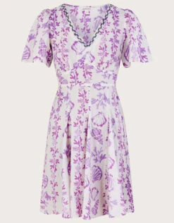 MONSOON Embellished Shell Print Short Dress Pink -Amour Fashion 01 54298410 5