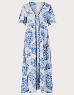 MONSOON Shell Print Maxi Kaftan Dress In Linen Blend Ivory 13 MONSOON Shell Print Maxi Kaftan Dress In Linen Blend Ivory -Amour Fashion 01 54298646 5