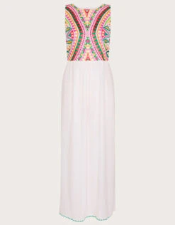 MONSOON Mosaic Embroidered Midi Dress In LENZING™ ECOVERO™ White -Amour Fashion 01 54306513 5