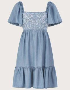 MONSOON Embroidered Short Denim Dress Blue -Amour Fashion 01 54309339 5