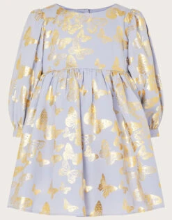 Amour Fashion 6 MONSOON Baby Butterfly Foil Print Tunic Dress Blue