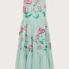 Petal Embellished Sequin Maxi Dress Green -Amour Fashion 01 61505107 2