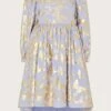 Butterfly Foil Print Tunic Dress Blue -Amour Fashion 01 61505902 2